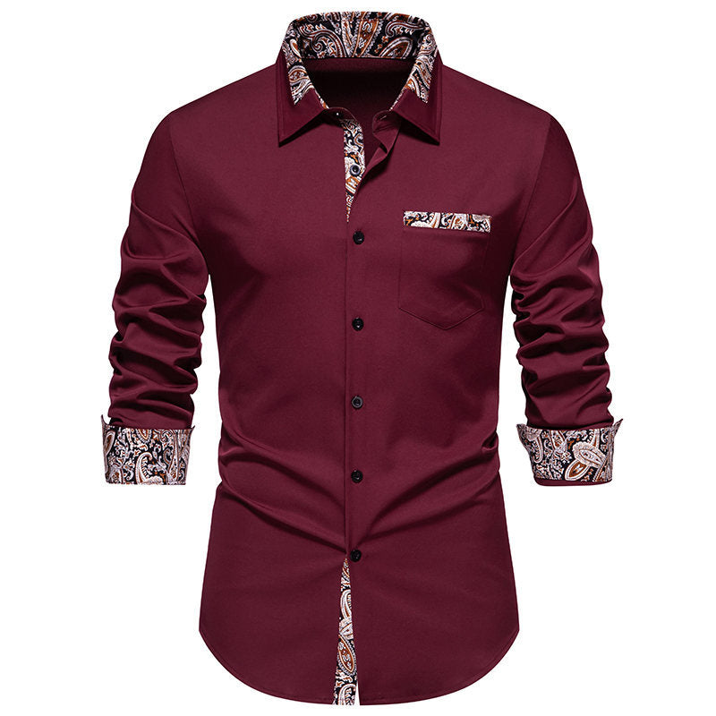 Herrer Stilfuld Kontrastkrave Knappen shirt Stilla