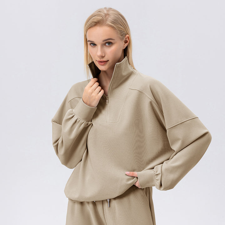 Dame sportpullover med moderne halvpulje og løs pasform Stilla