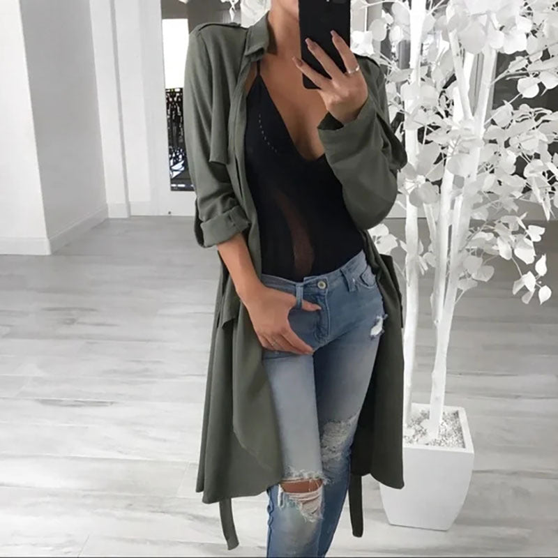 Dame afslappet, asymmetrisk Cardigan med åbne kanter Stilla