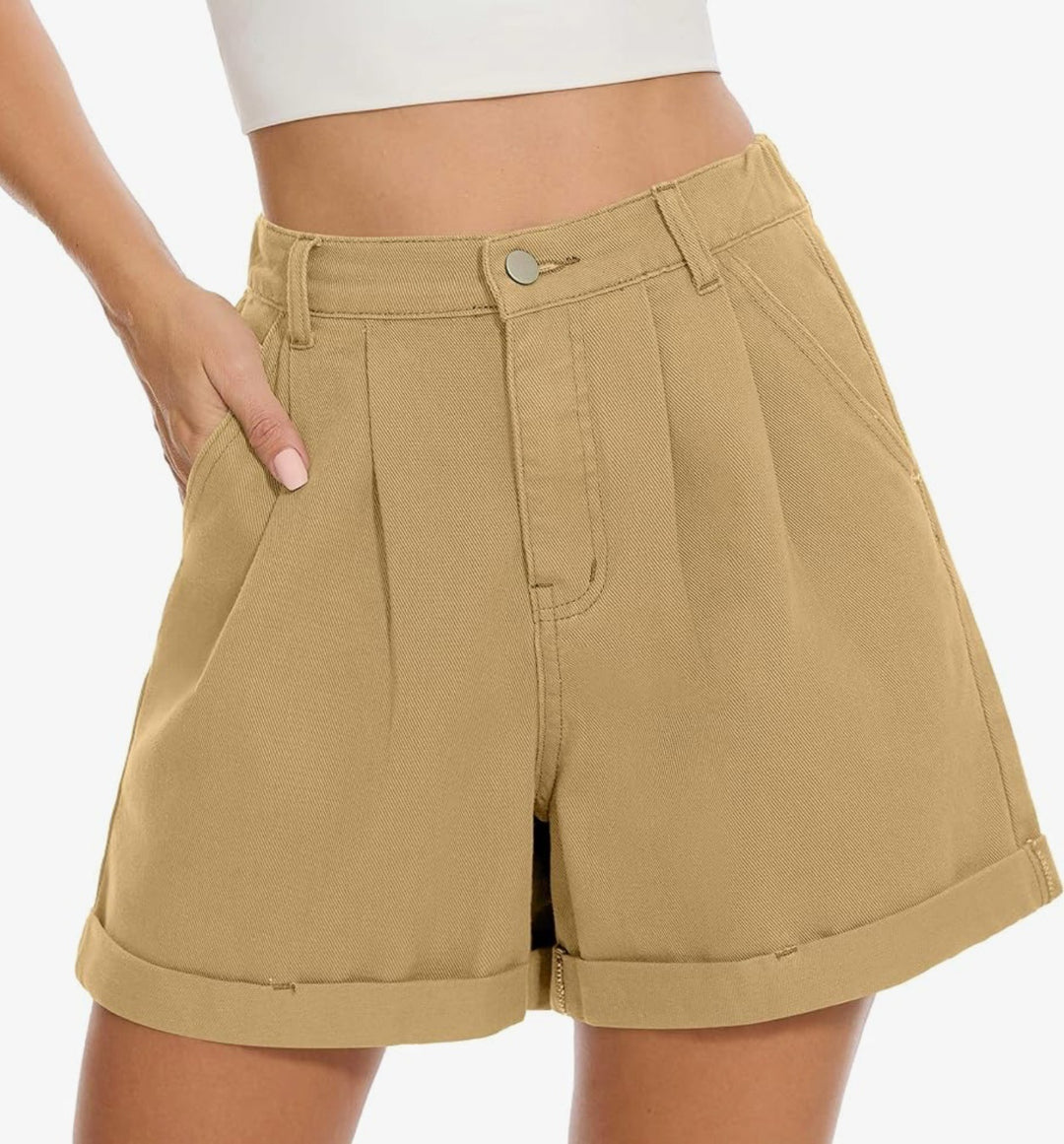 Dame højtaljerede folded shorts Stilla