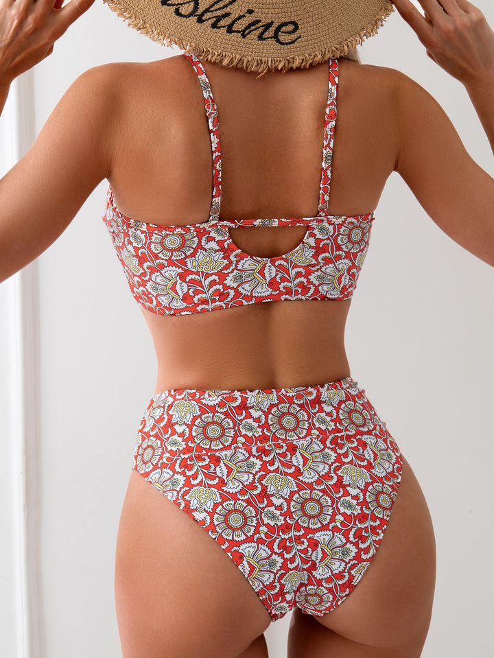 Dame Højskåret Floral-Print Bikini Sæt Stilla 1750838954