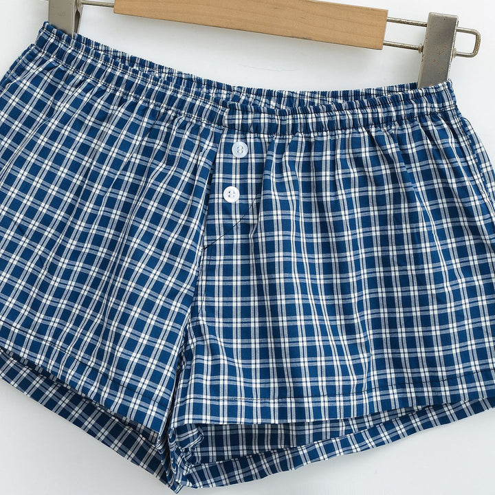 Dame bomulds shorts med elegant ternet mønster og komfortabelt gummibånd Stilla