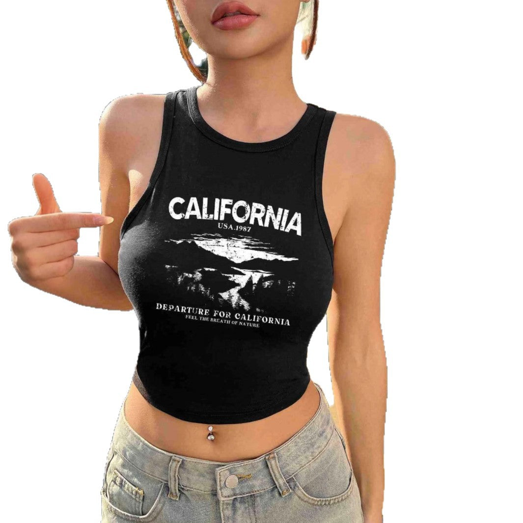 Dame Crop-Top med kreativt California-design Skovae