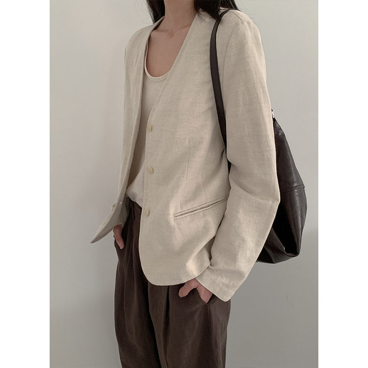 Dame elegant blazerjakke med blødt stof og minimalistisk knaplukning Stilla