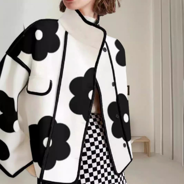 Dameblazer med blomsterdesign og sidelommer Stilla