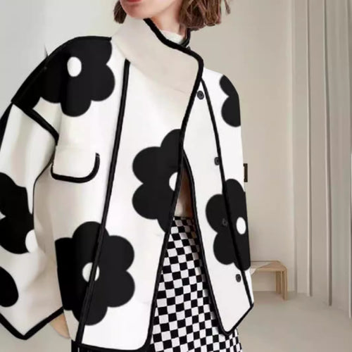 Dameblazer med blomsterdesign og sidelommer Stilla