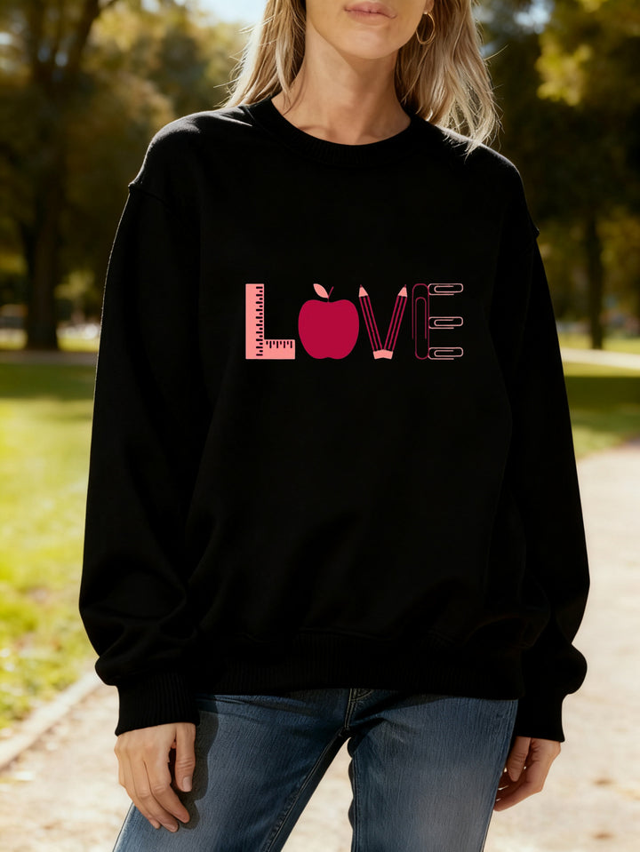 Kvinders sweatshirt med kreativ kærlighedsmotiv Stilla