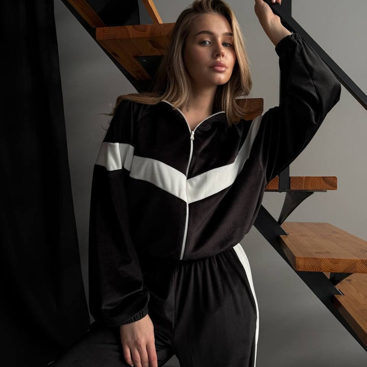 Dame sporty fleece jumpsuit med lynlås Skovae