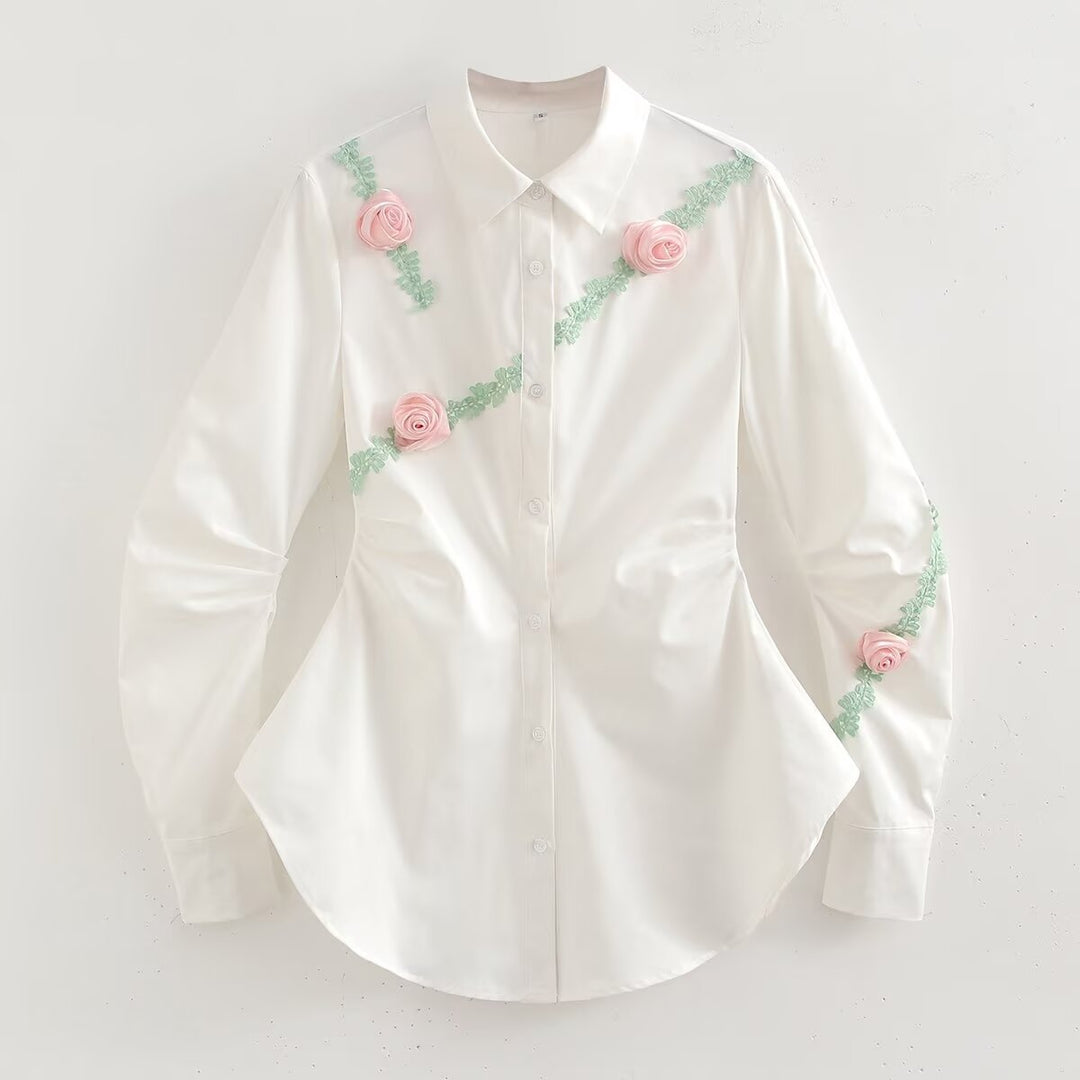 Femme Broderet Button-Up-Skjorte Stilla