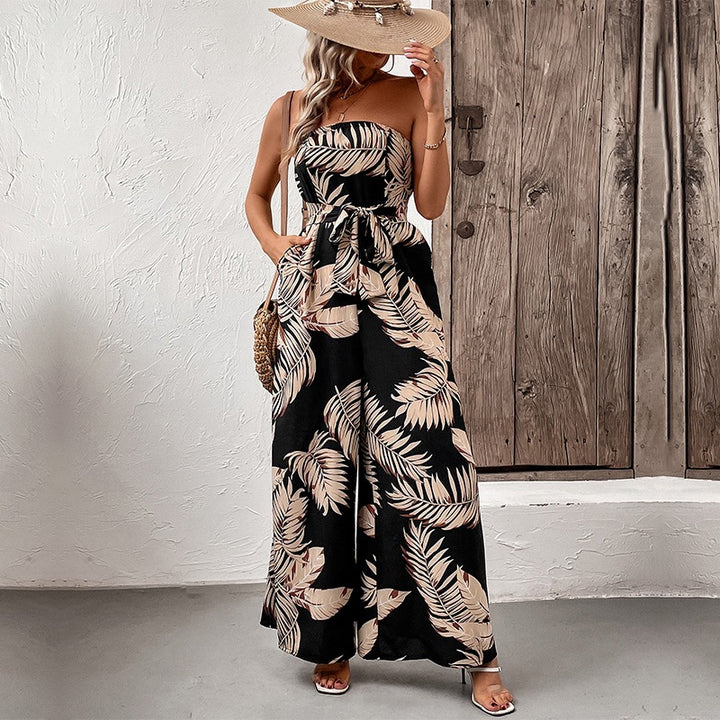 Dame Maxi-Jumpsuit med struktureret bandeau-overdel og afslappet pasform Stilla