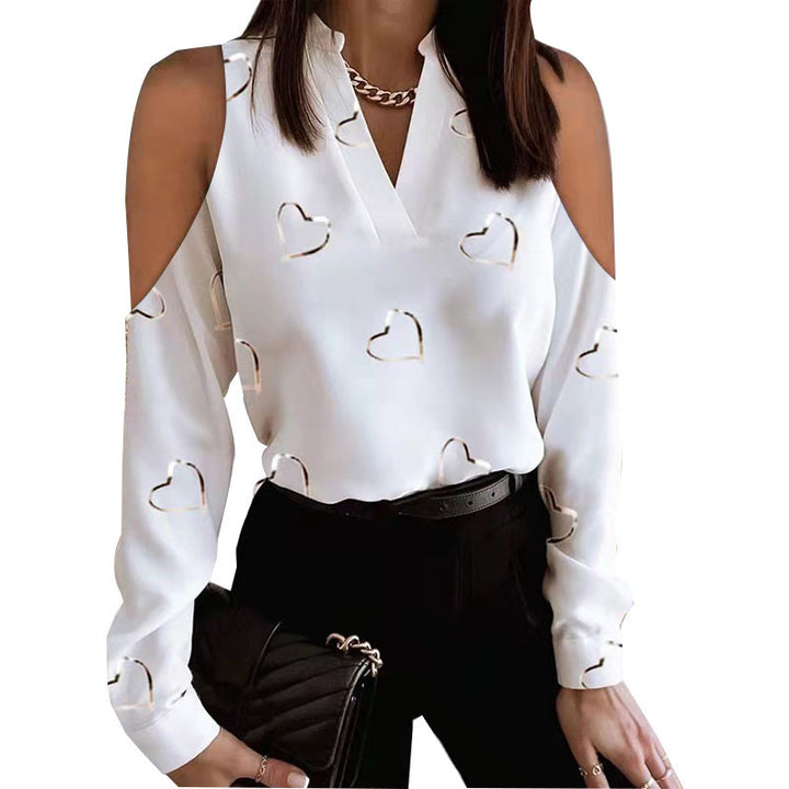 Damebluse med off-shoulder ærmer og blomsterprint Stilla