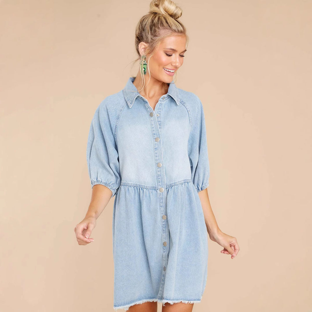 Dame Fritids Denim Skjortekjole Stilla