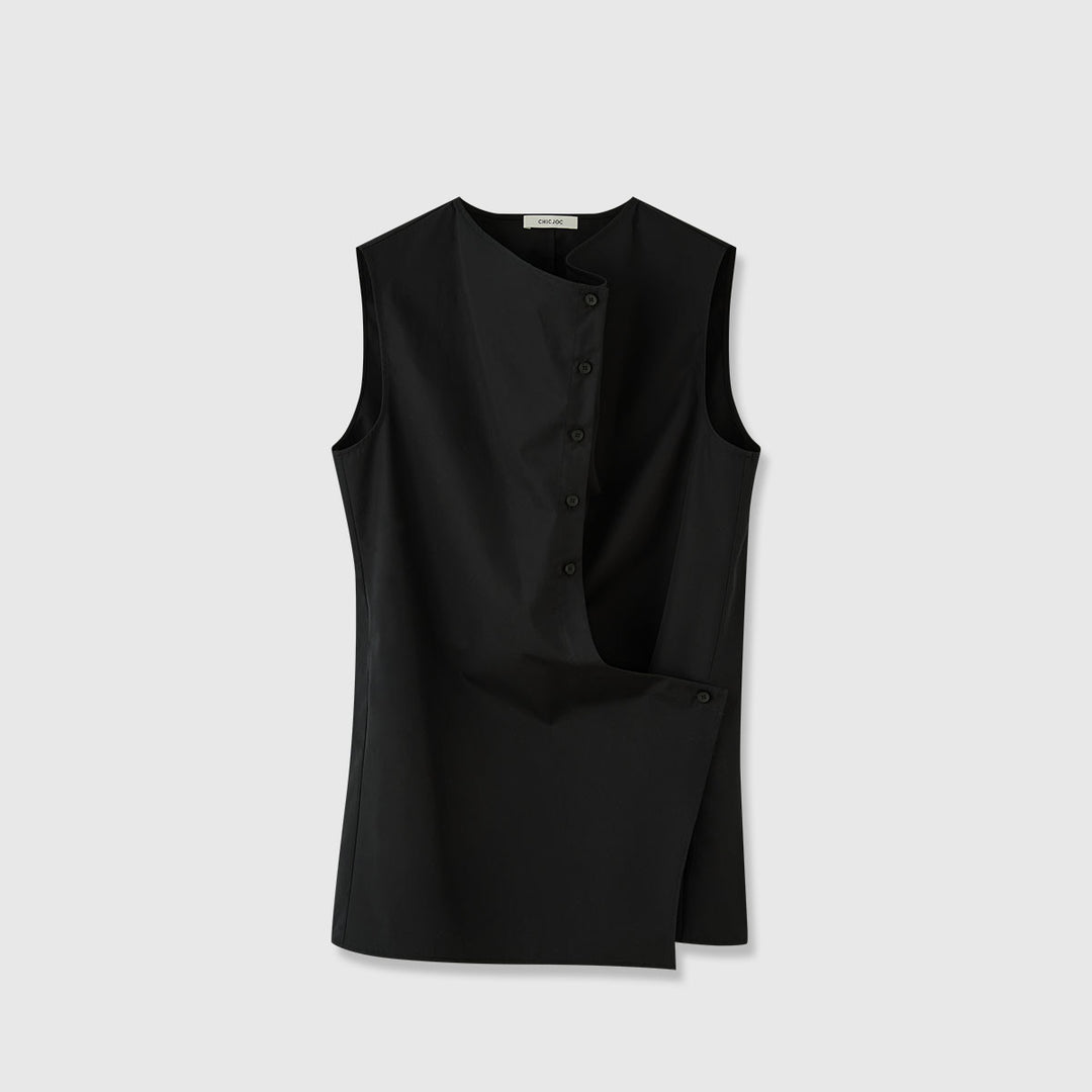 Kvinder Elegant Ærmeløs Skjorte med Asymmetrisk Snit Stilla