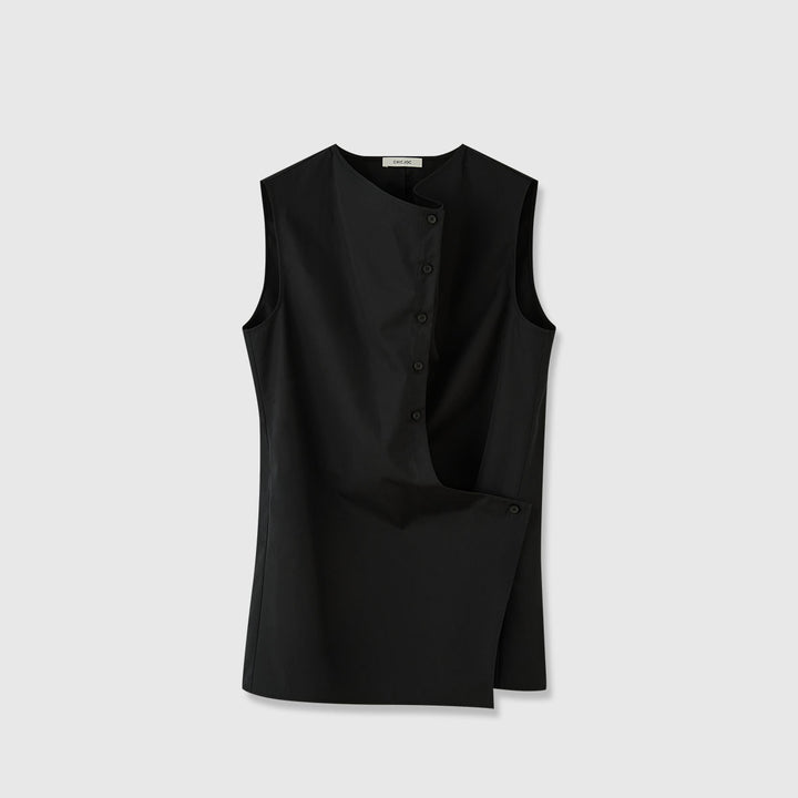 Kvinder Elegant Ærmeløs Skjorte med Asymmetrisk Snit Stilla