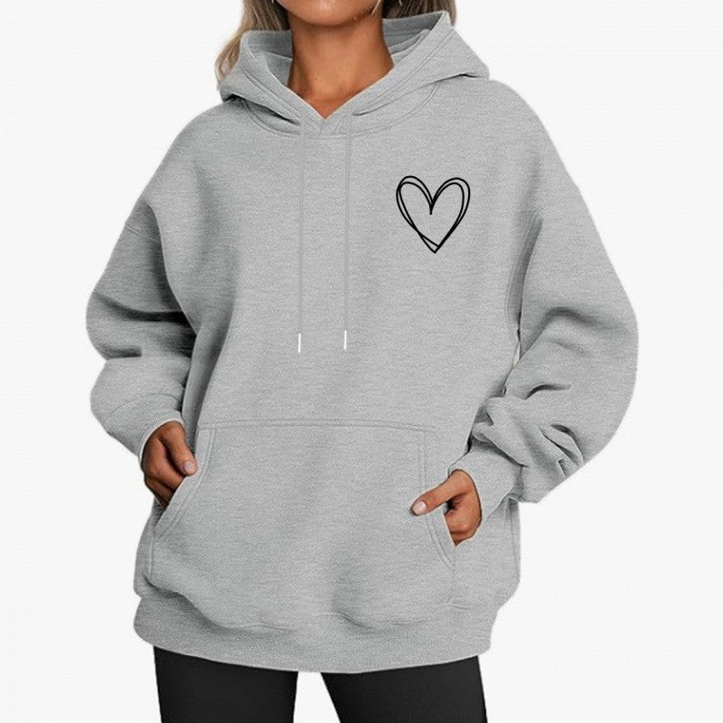 Kvinder hoodie med cool hjertemotiv Skovae