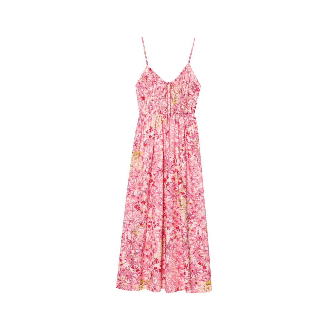 Dame Floral Maxi Kjole med justerbare Spaghetti-stropper Stilla