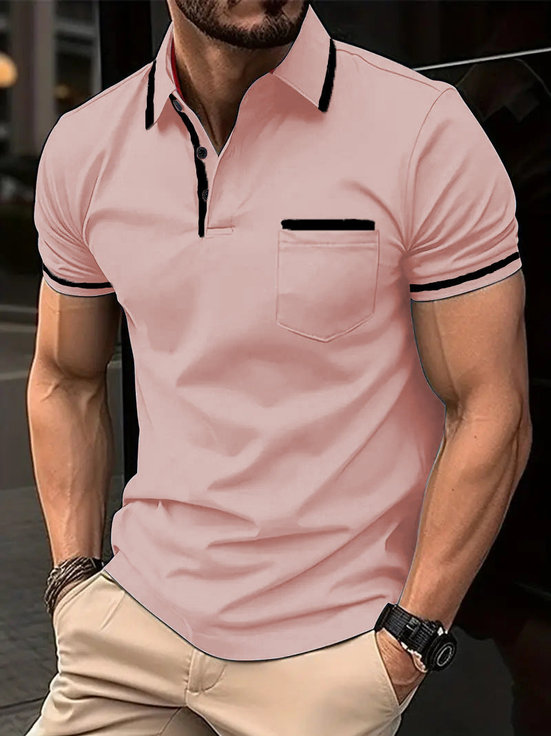 Herre poloshirt med kontrasterende detaljer og praktisk brystlomme Stilla