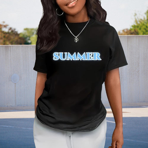Dame Behagelig T-Shirt med trendy Sommer-print Stilla
