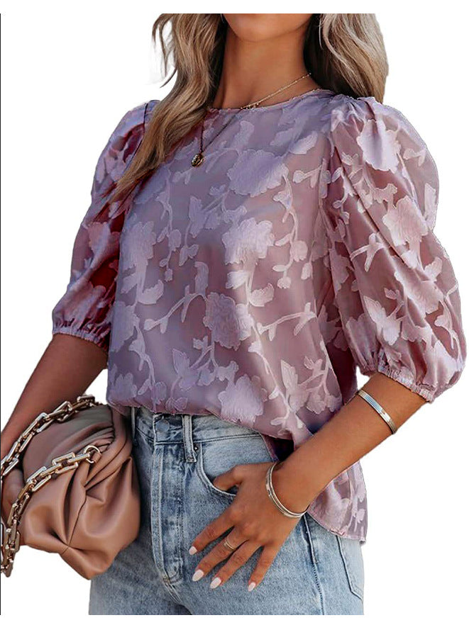 Dame blomsterbroderet bluse Stilla