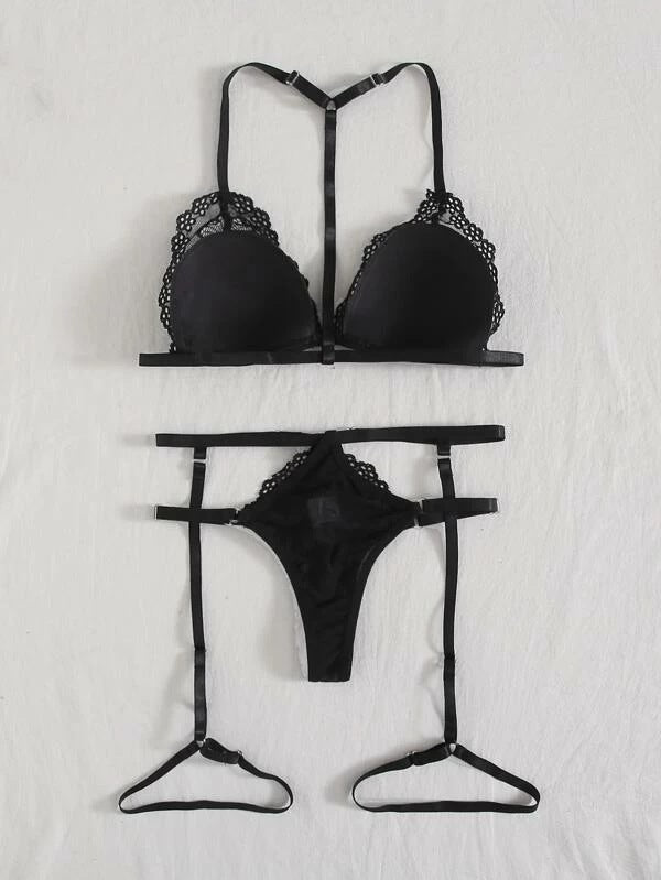 Dame blonde bralette og strapaz bukser sæt Stilla