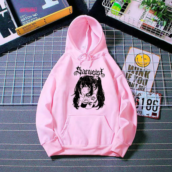 Kvinders hætte sweatshirt med unikt kunstnerisk grafisk design Skovae
