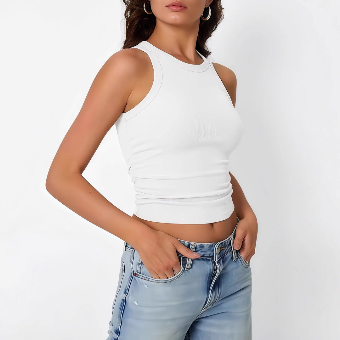 Kvindernes Crop Top med smalle stropper og elastisk stof Stilla