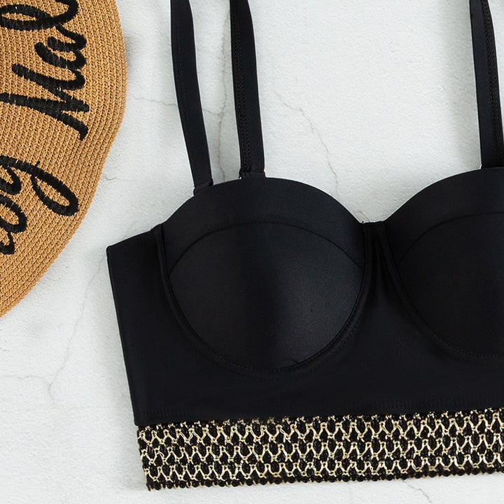 Dame Bikini-sæt med moderigtigt crop-top og højtaljet trusse Stilla