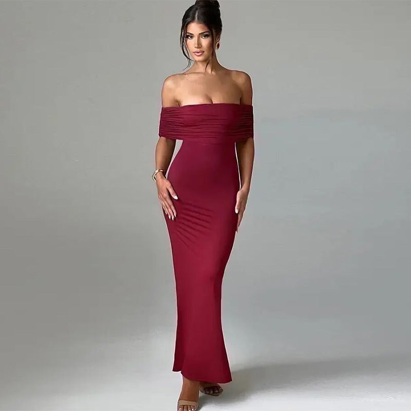 Dame Off-Shoulder Maxikjole med elegant Volangkant Stilla