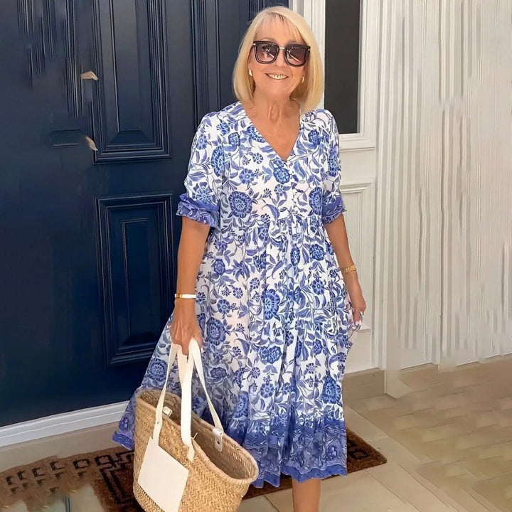 Dame Floral Print A-linie Sommerkjole Stilla