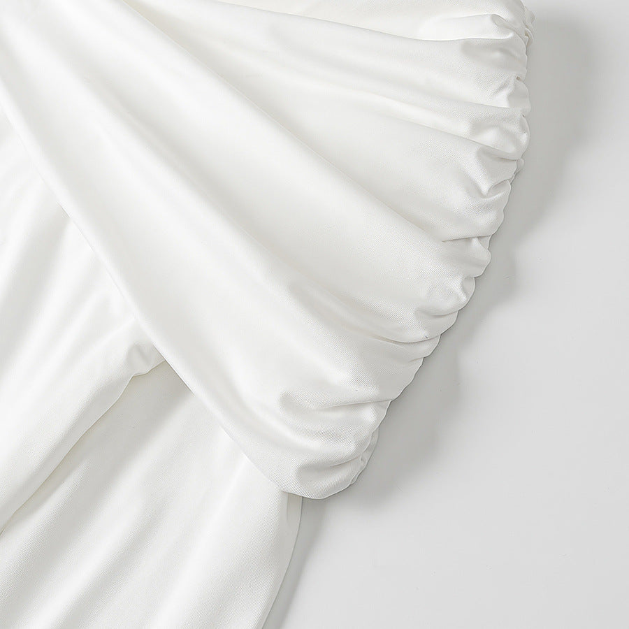 Dame Elegant Off-Shoulder Maxi Kjole med Draperet Detalje Stilla