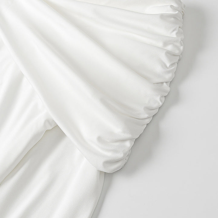 Dame Elegant Off-Shoulder Maxi Kjole med Draperet Detalje Stilla