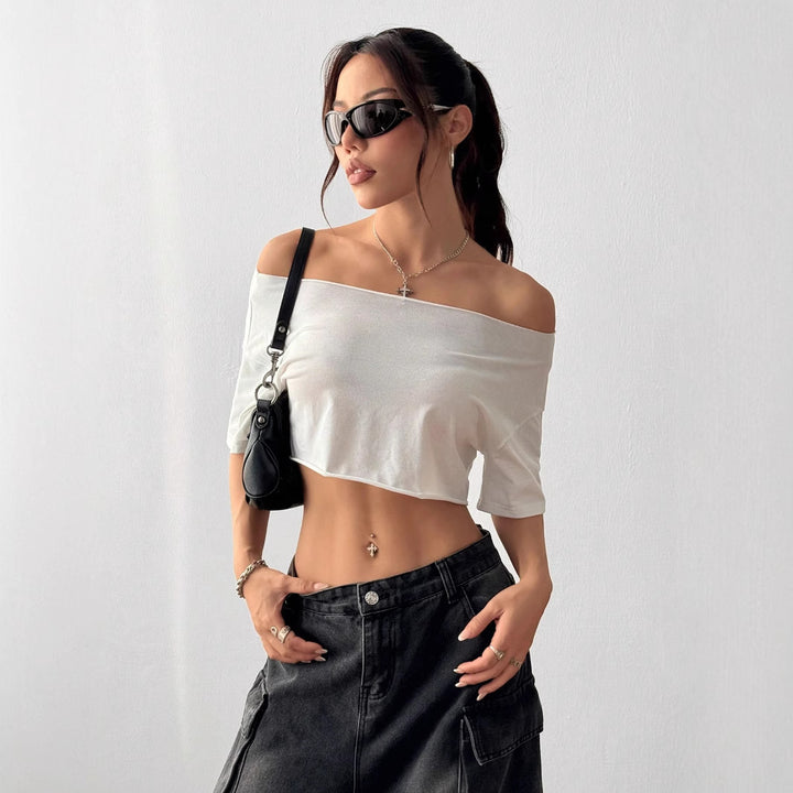 Dame afslappet Off-Shoulder Crop-Top Skovae