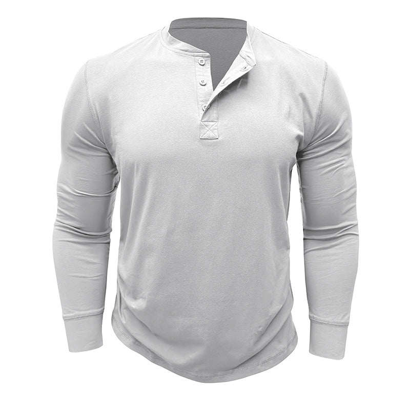 Herre langærmet Henley-shirt med stilfulde accenter og åndbart materiale Stilla