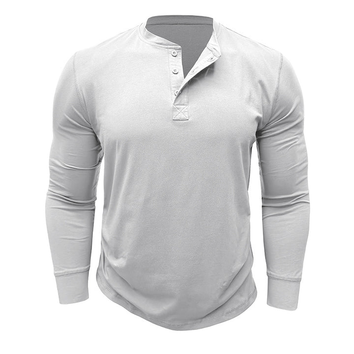 Herre langærmet Henley-shirt med stilfulde accenter og åndbart materiale Stilla