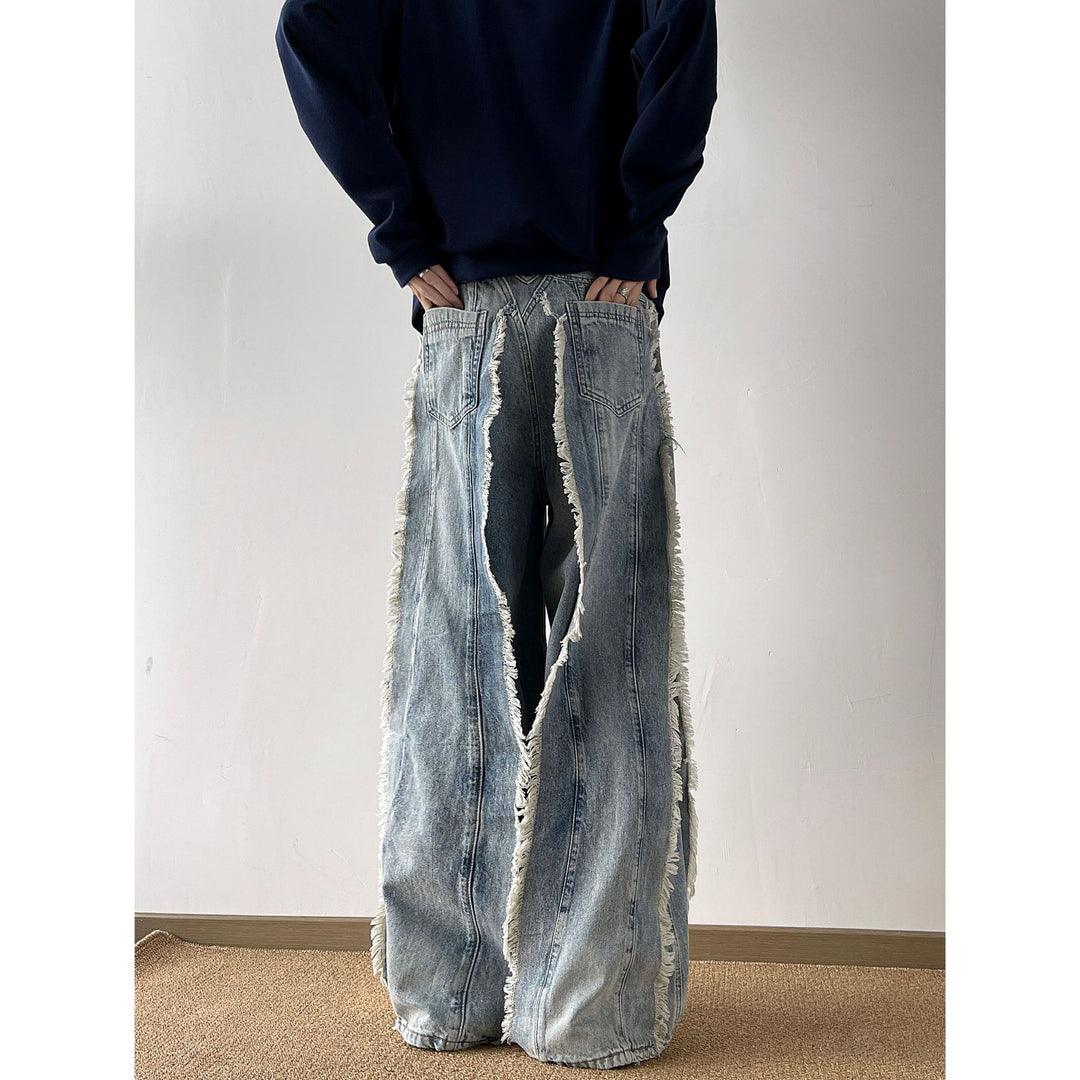 Stilfulde damejeans med vidde ben og distressed-effekter Stilla