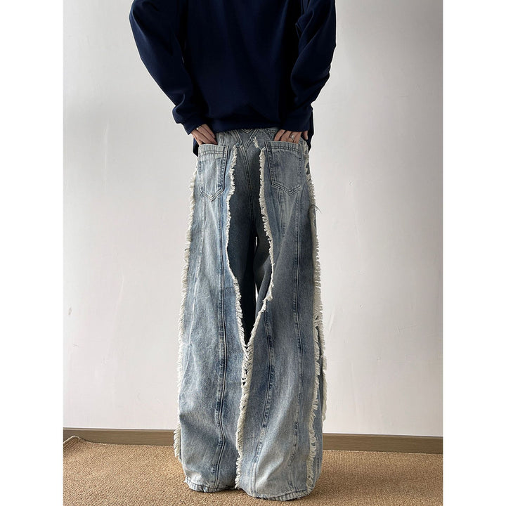 Stilfulde damejeans med vidde ben og distressed-effekter Stilla