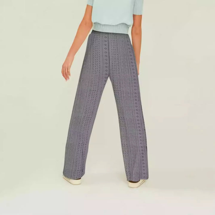 Dame Bred High-Waist-Bukser med luftig struktur Stilla