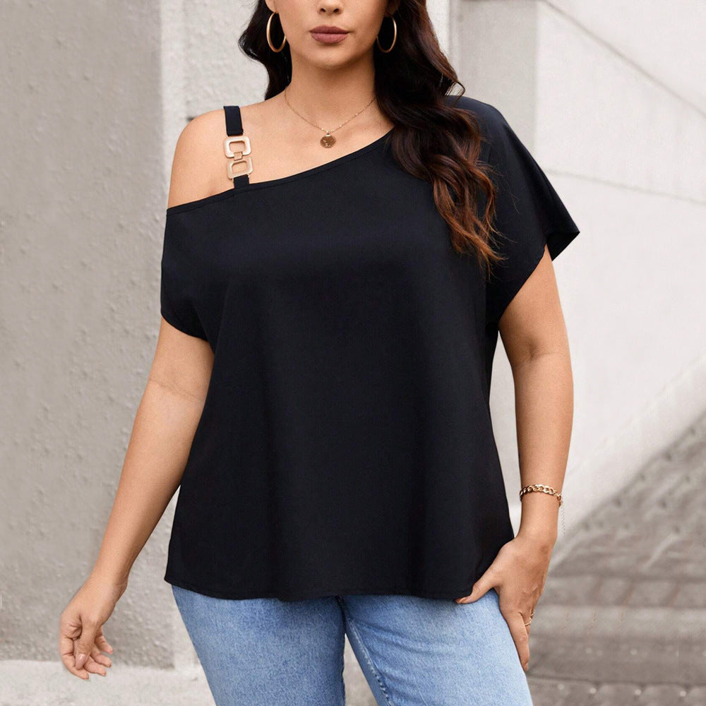 Dame asymmetrisk top med moderne skulderdesign Skovae