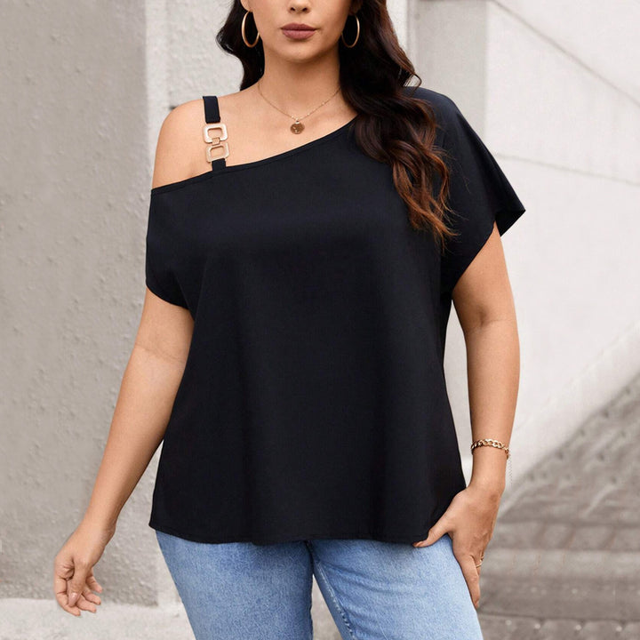 Dame asymmetrisk top med moderne skulderdesign Skovae