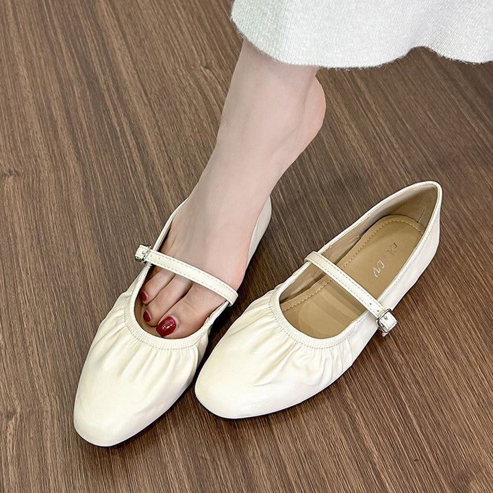 Dame elegante metalliske ballerina-flats med justerbar rem Stilla