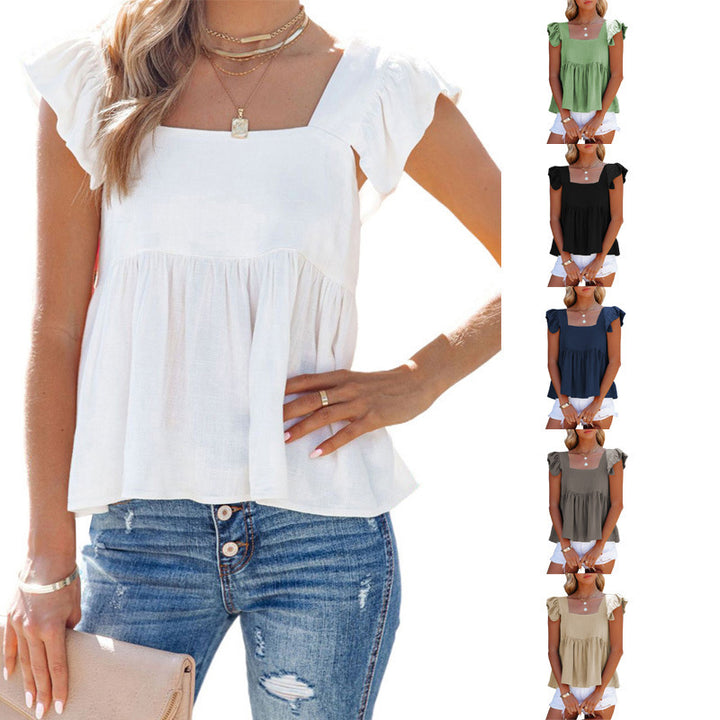 Dame afslappet top med flæsedetaljer og vid pasform Stilla