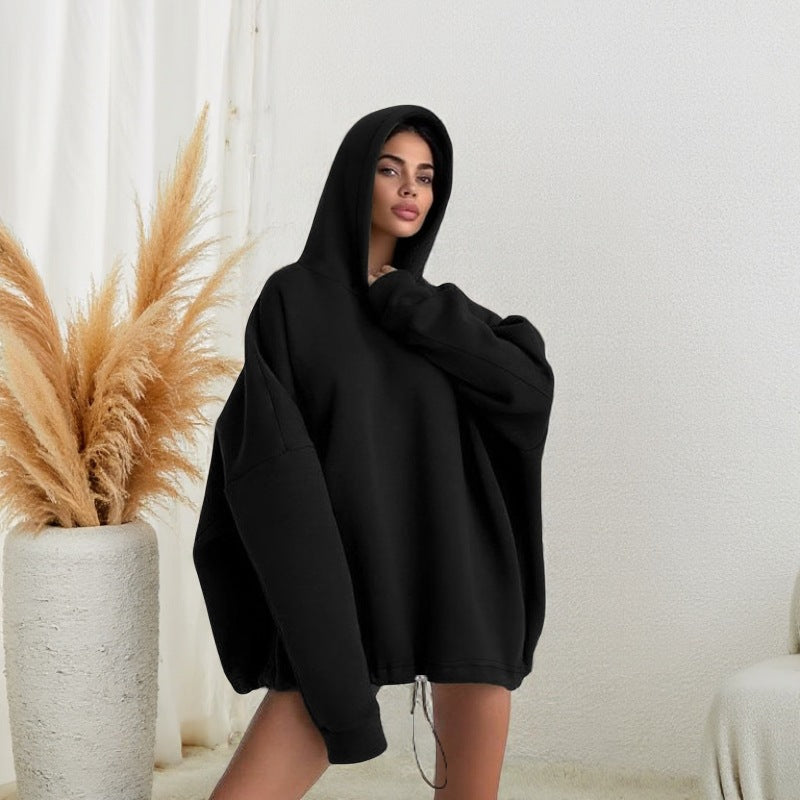 Kvindernes oversized hoodie med justerbar talje og kængurulomme Skovae