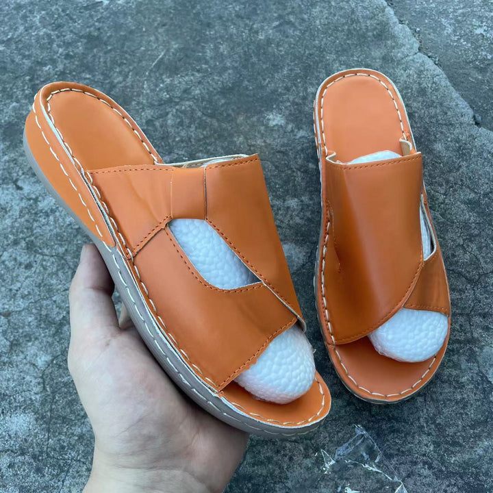 Dame Komfort-sandaler med elastiske indsatser og åndbart overmateriale Stilla