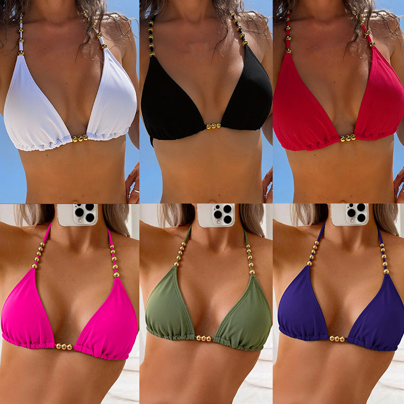 Dame Triangel-Bikini med dekorative guldfarvede accenter Skovae