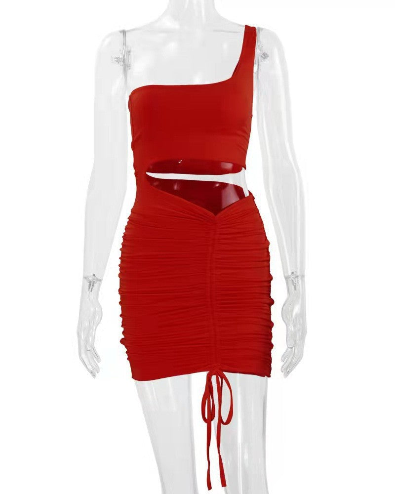 Damer Sexy Minikjole med asymmetrisk design og rynk Stilla