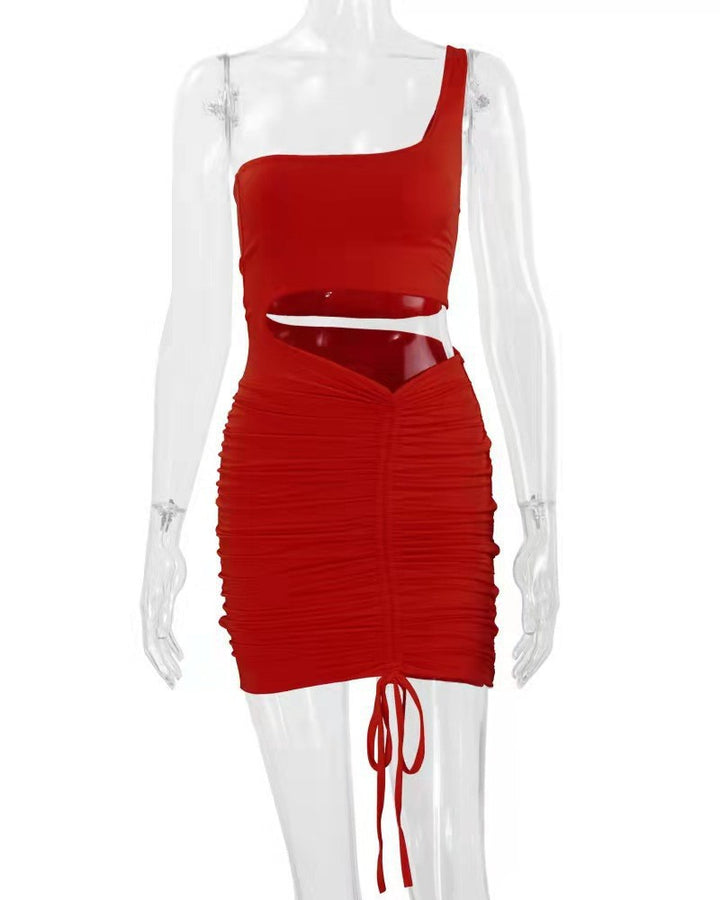 Damer Sexy Minikjole med asymmetrisk design og rynk Stilla