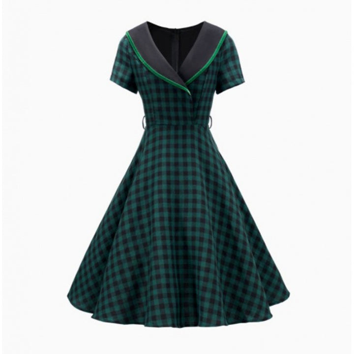 Femme Vintage Checket Swing Kjole Stilla