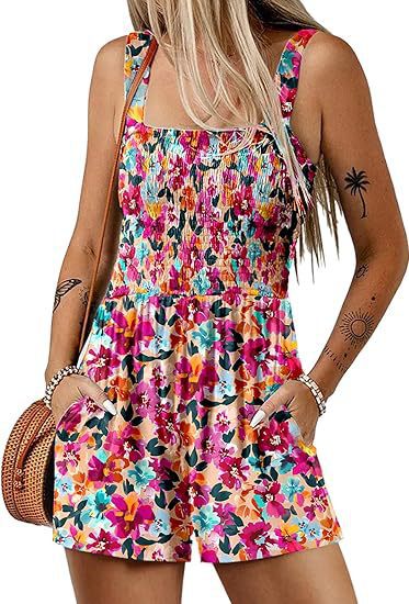 Dame blomster-shorts-overall med sidelommer Stilla