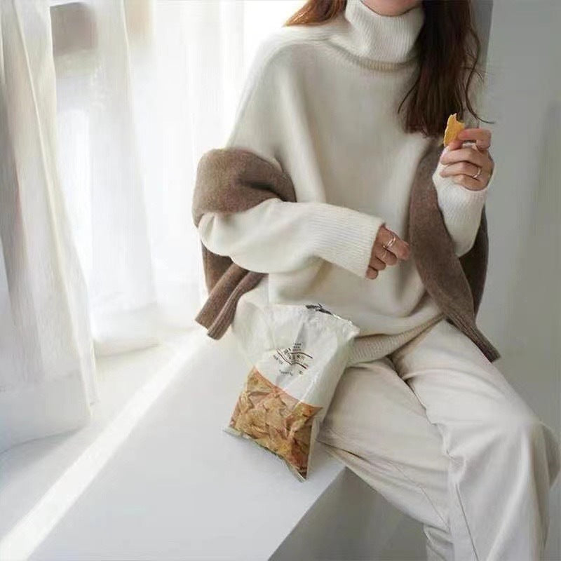 Dame hyggelig rullekrave sweater Stilla