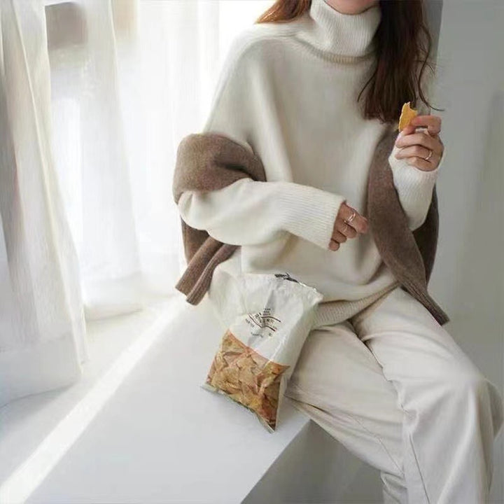 Dame hyggelig rullekrave sweater Stilla